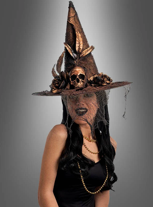 Hexenhut mit Totenkopf kupfer-gold