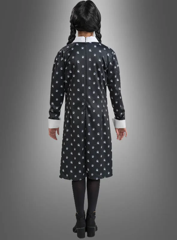 Wednesday Mädchen Kleid schwarz-weiß