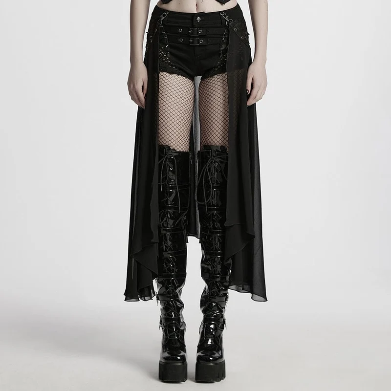 Damen-Shorts im Punk-Stil mit Nieten und abnehmbarem Kilt