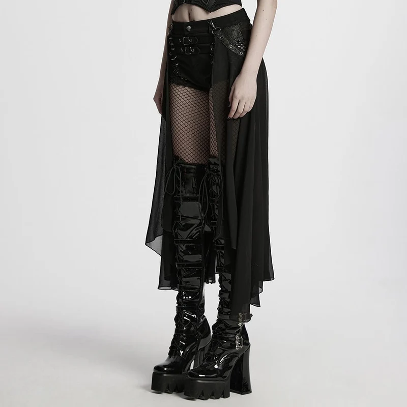 Damen-Shorts im Punk-Stil mit Nieten und abnehmbarem Kilt