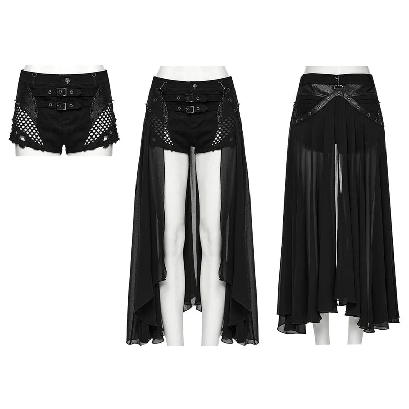 Damen-Shorts im Punk-Stil mit Nieten und abnehmbarem Kilt