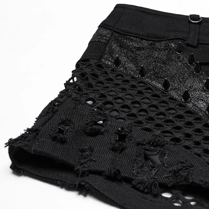 Damen-Shorts im Punk-Stil mit Nieten und abnehmbarem Kilt