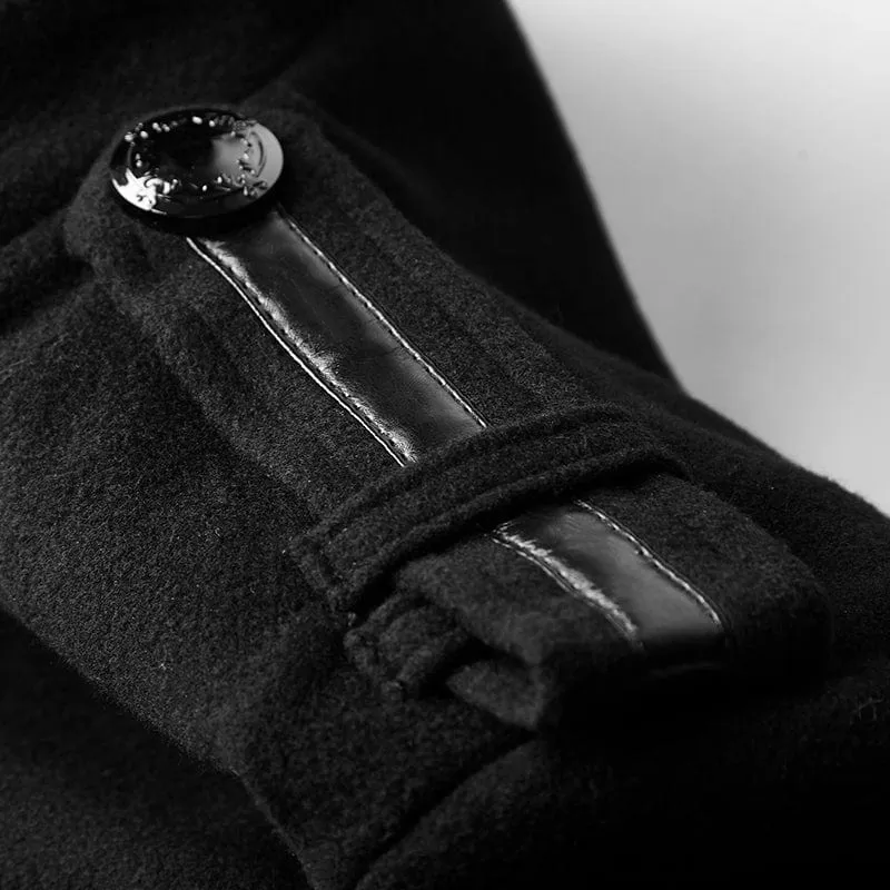 Langer Kammgarnmantel für Herren in Militäruniform mit Gürtel
