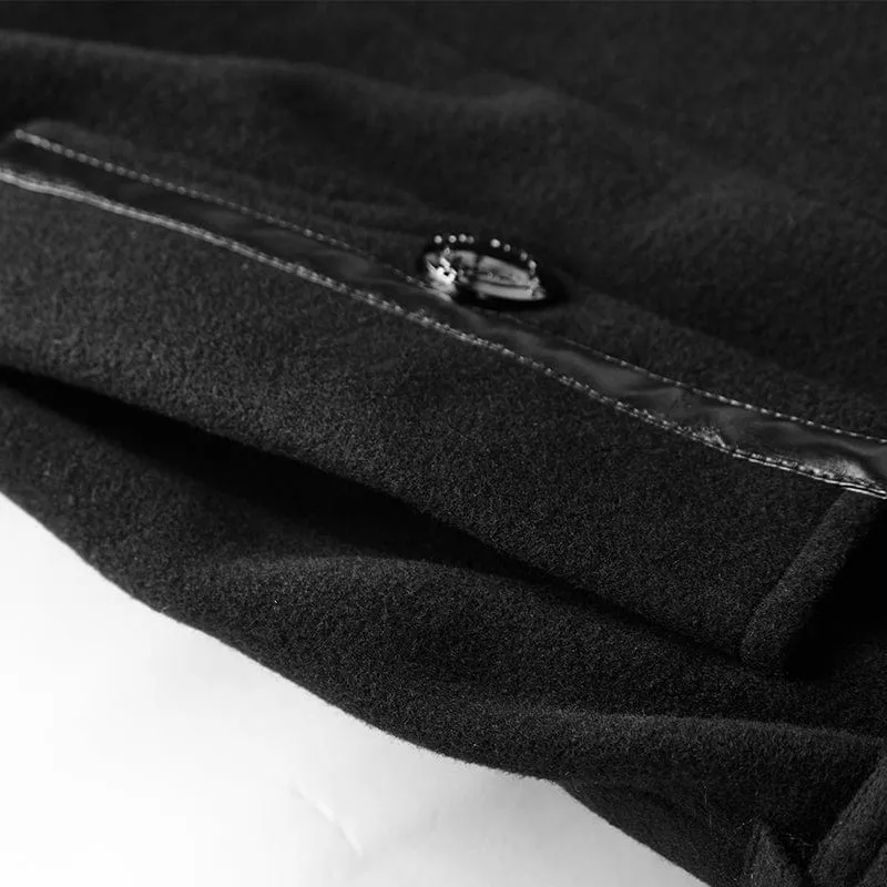 Langer Kammgarnmantel für Herren in Militäruniform mit Gürtel