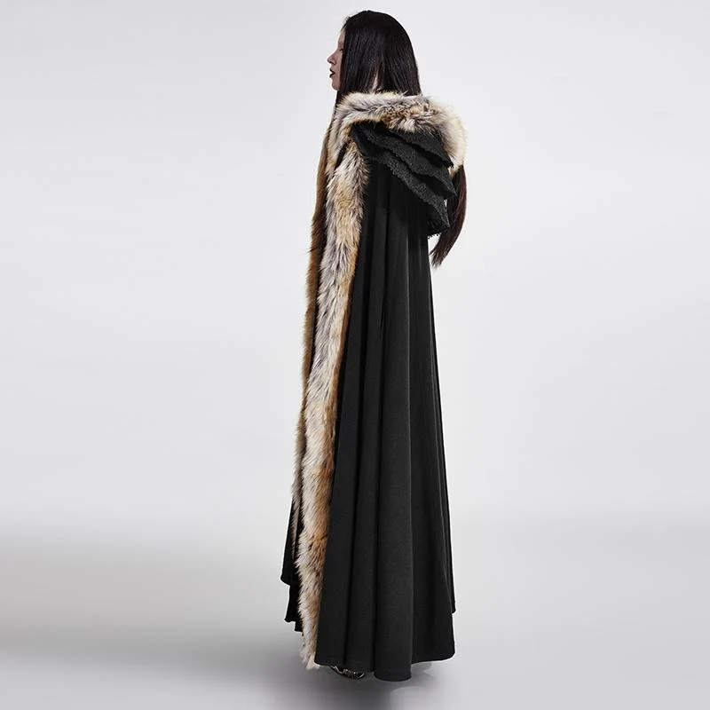 Gotischer Wollmantel mit Kapuze für Damen