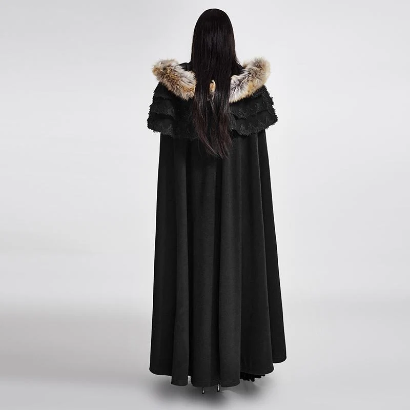 Gotischer Wollmantel mit Kapuze für Damen