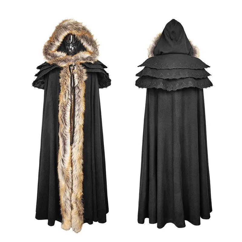 Gotischer Wollmantel mit Kapuze für Damen