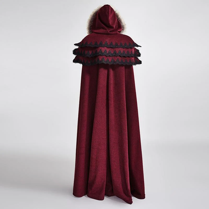 Gotischer Wollmantel mit Kapuze für Damen