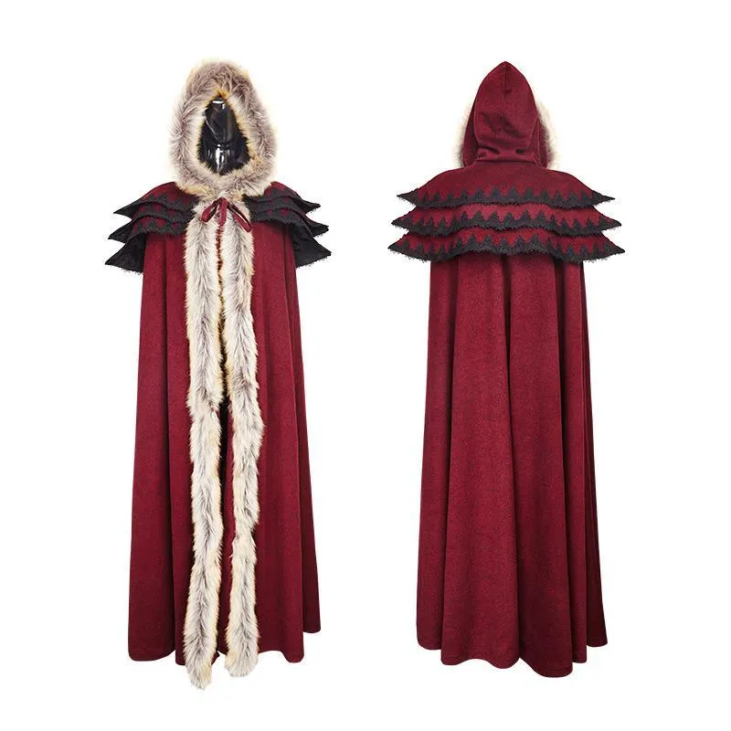 Gotischer Wollmantel mit Kapuze für Damen