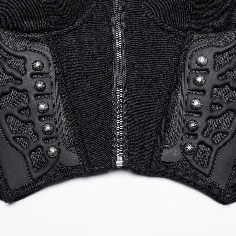 Cyberpunk-Tanktop mit Nietenschnalle und Schnürung für Damen