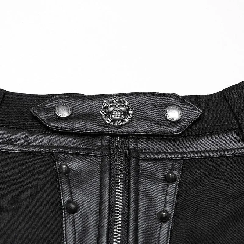 Damen-Shorts mit Punk-Nieten und Netzstoff