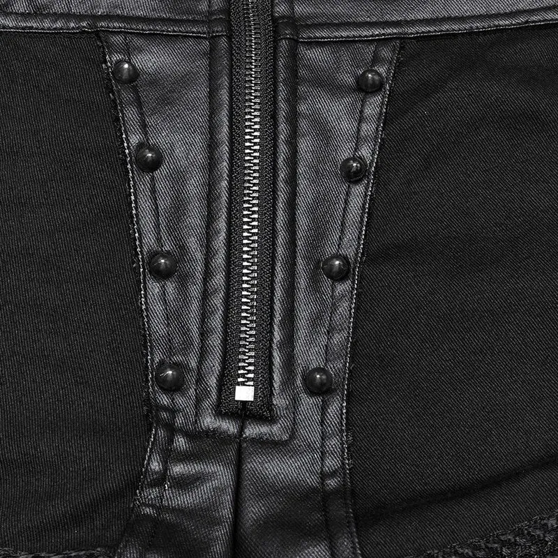 Damen-Shorts mit Punk-Nieten und Netzstoff