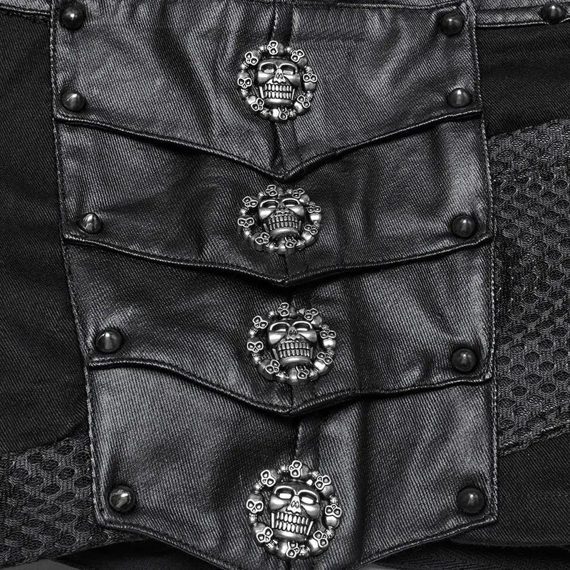 Damen-Shorts mit Punk-Nieten und Netzstoff