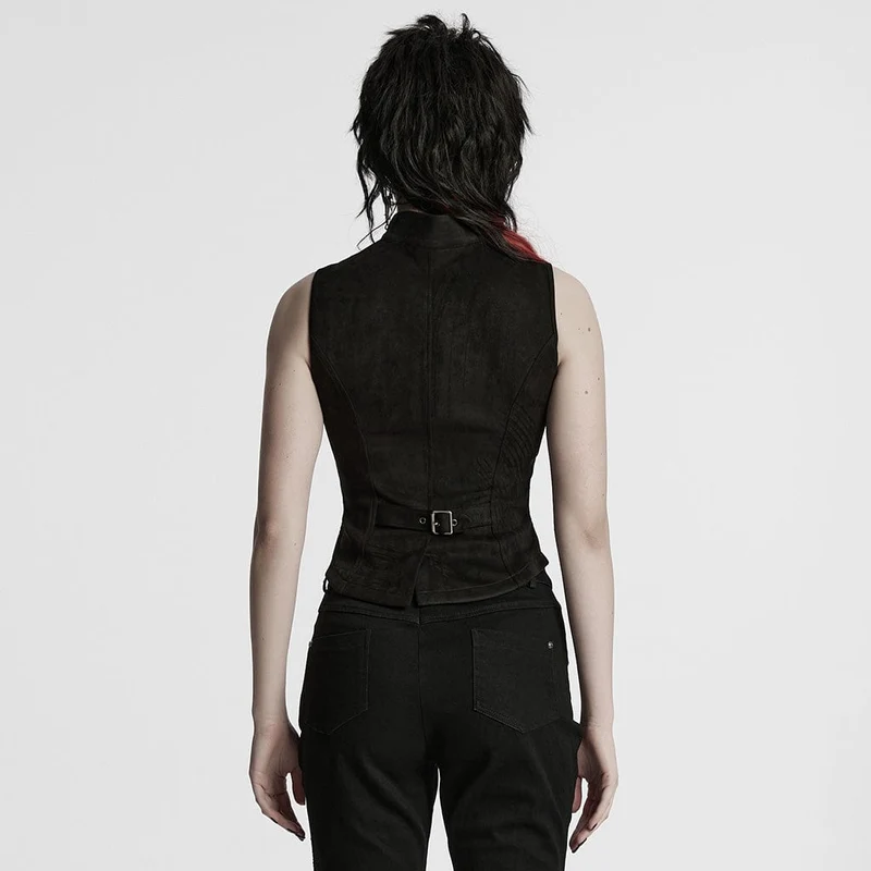 Damen Punk Mesh Splice Schnallenweste