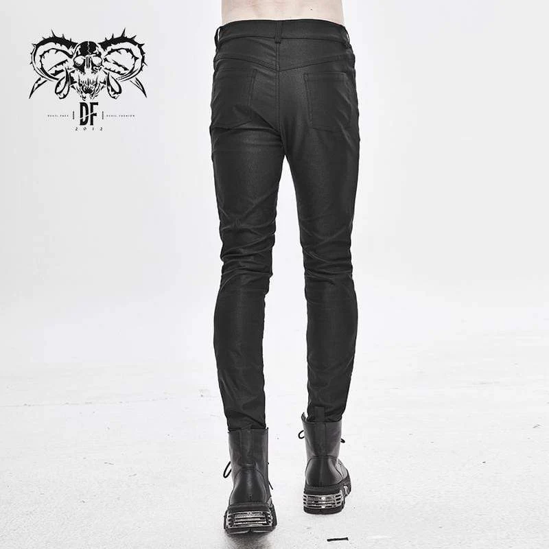 Herren PU Spliced ​​Stripes Röhrenhose
