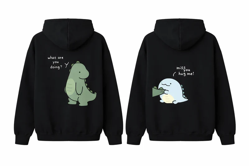 Couple Dino Hoodies