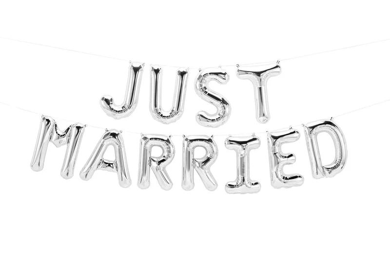 Ballonschriftzug "Just Married" Silber