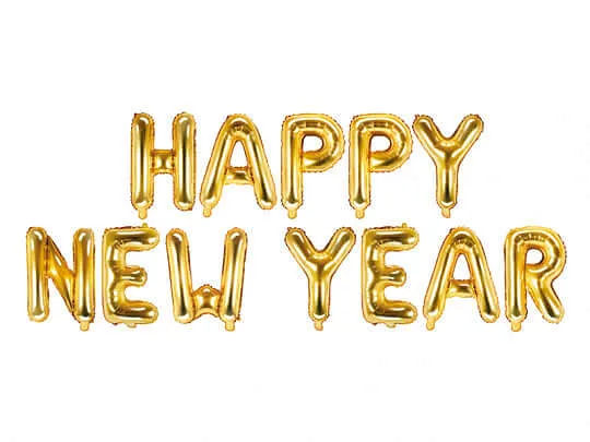 Ballonschriftzug "Happy New Year" Gold