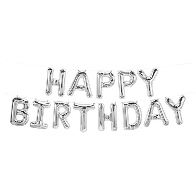 Ballonschriftzug "Happy Birthday" Silber