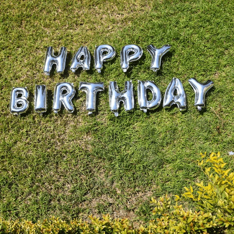 Ballonschriftzug "Happy Birthday" Silber
