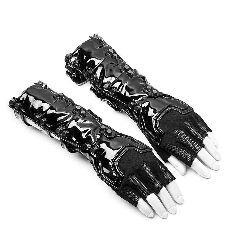 Lange Punk-Handschuhe aus Kunstleder für Damen