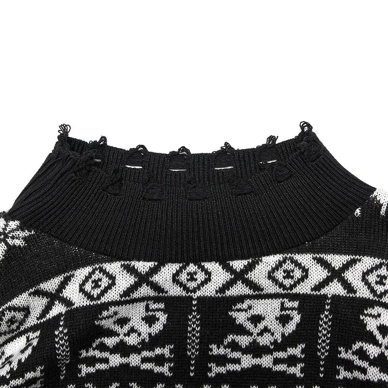 Damen Grunge Skull Deer Lockerer Pullover