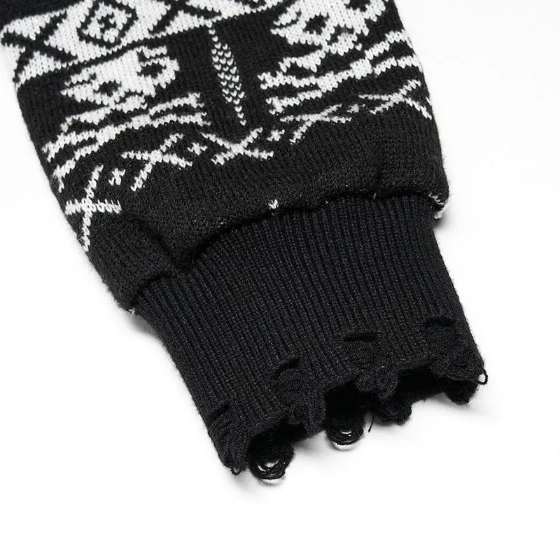 Damen Grunge Skull Deer Lockerer Pullover