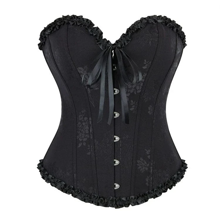 Gothic-Überbrustkorsett mit Rüschensaum und Schnürung für Damen