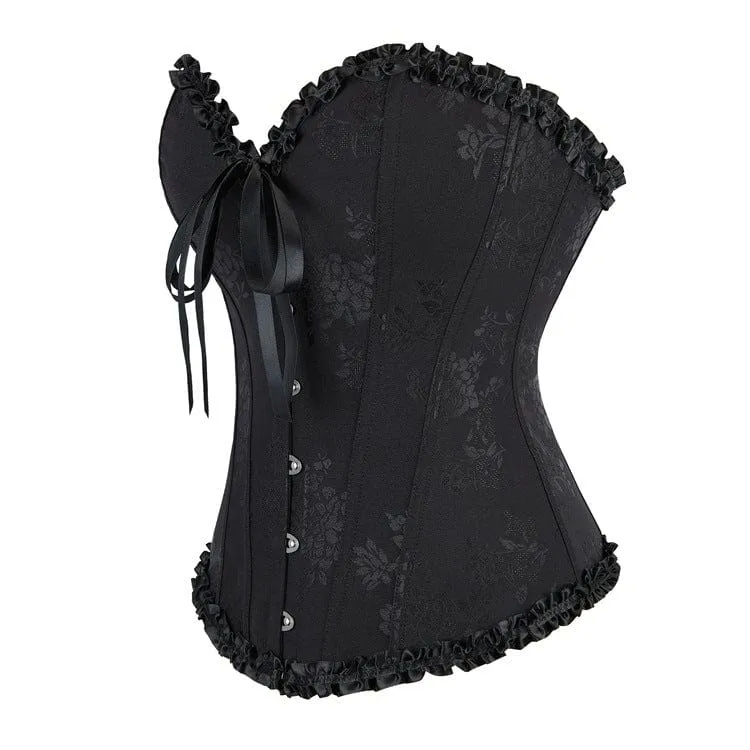 Gothic-Überbrustkorsett mit Rüschensaum und Schnürung für Damen