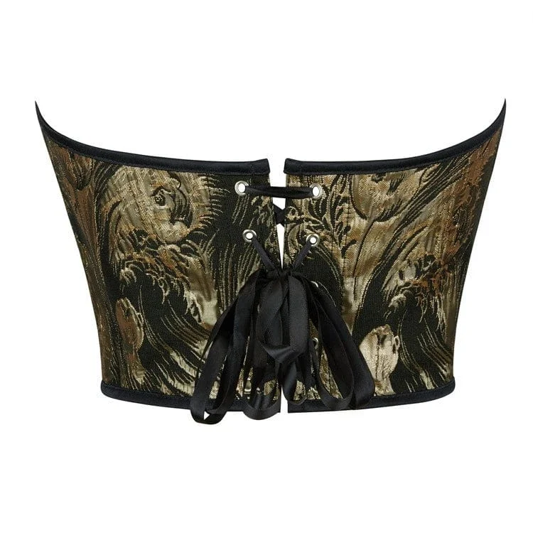 Gothic-Überbrustkorsett mit Blumenmuster in Schwarz und Gold für Damen
