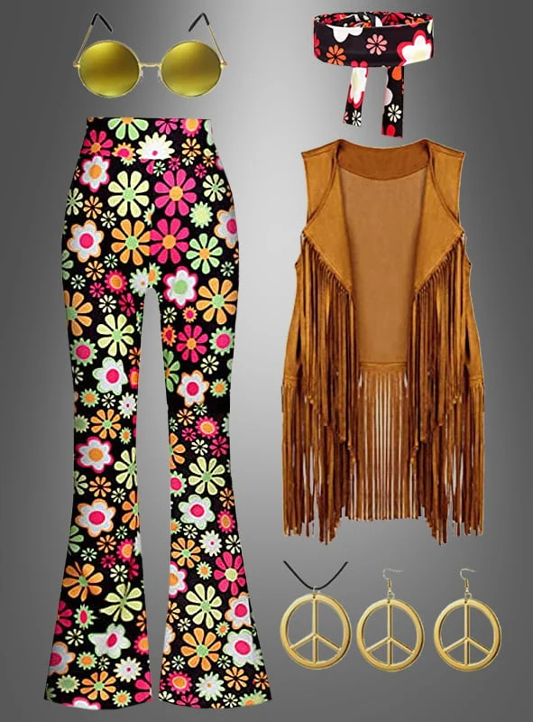 Hippie Kostüm mit Zubehör Night Flower