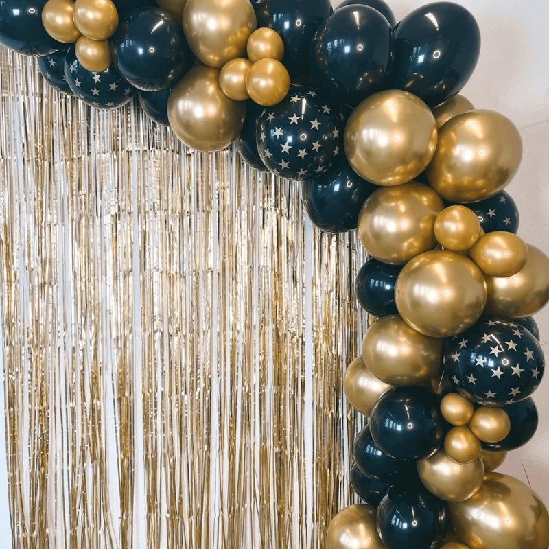 Ballongirlanden-Kit DIY Schwarz Gold Sterne