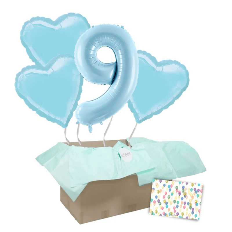 Heliumballon-Geschenk 1 XXL Zahl + 3 Herzen Geburtstagsballon Set Premium
