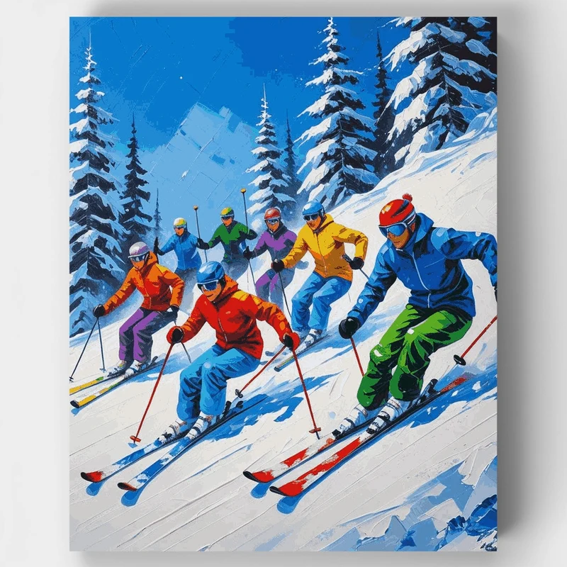 Colorful Ski Formation - Paint by Numbers Kit