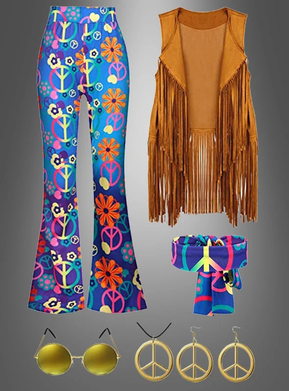 Hippie Kostüm Set Blue Peace
