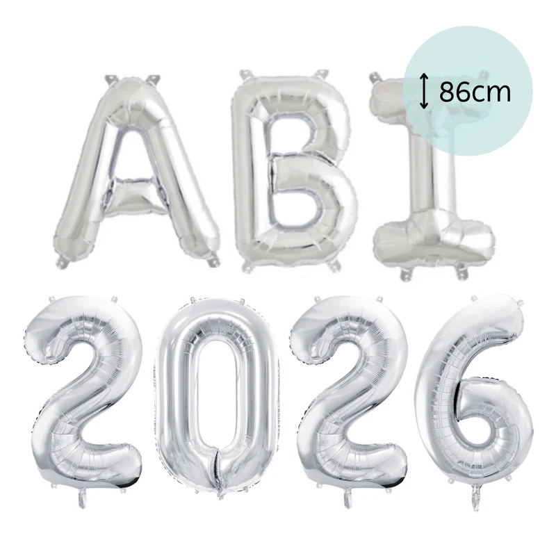 XXL Ballonschriftzug "ABI 2026" Silber