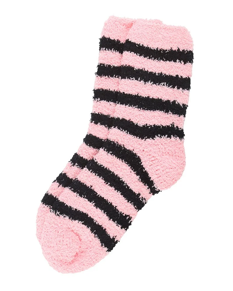 Pink & Schwarz gestreifte Fluffy Socken in Sargbox