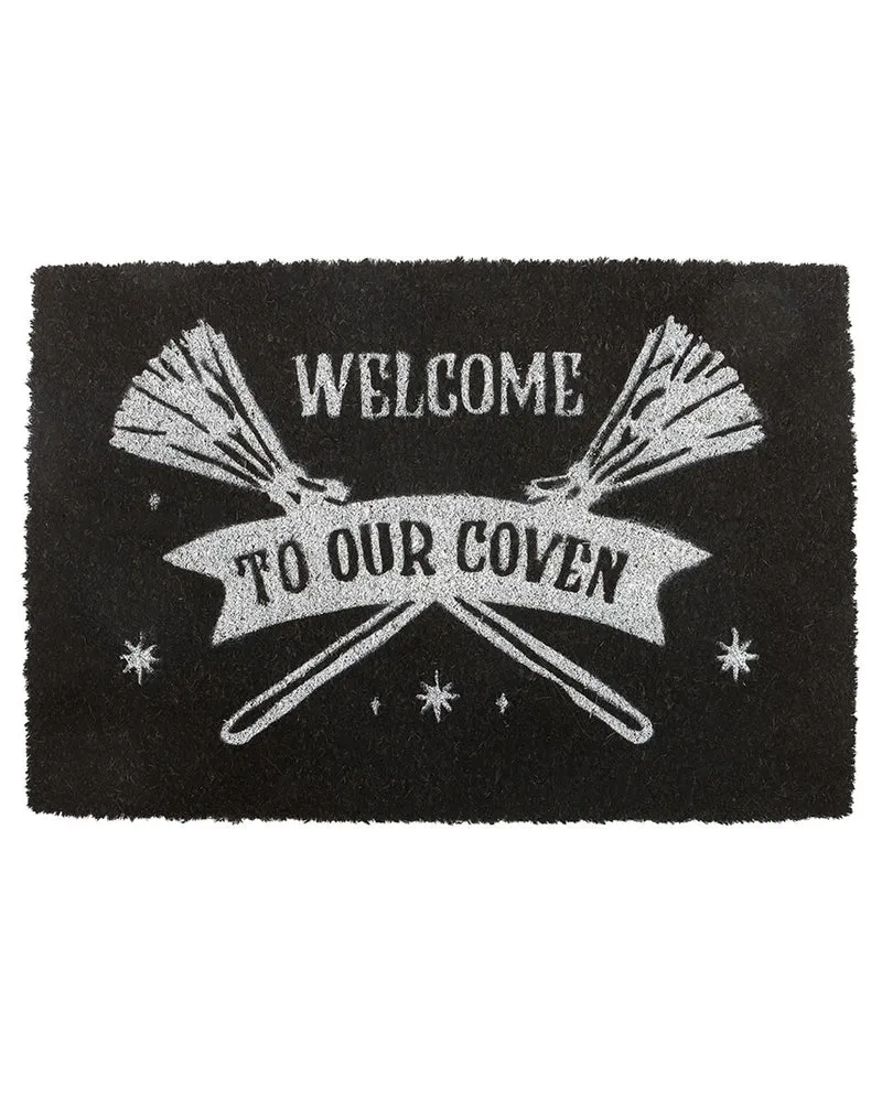 Schwarze "Welcome to Our Coven" Fußmatte 60x40cm