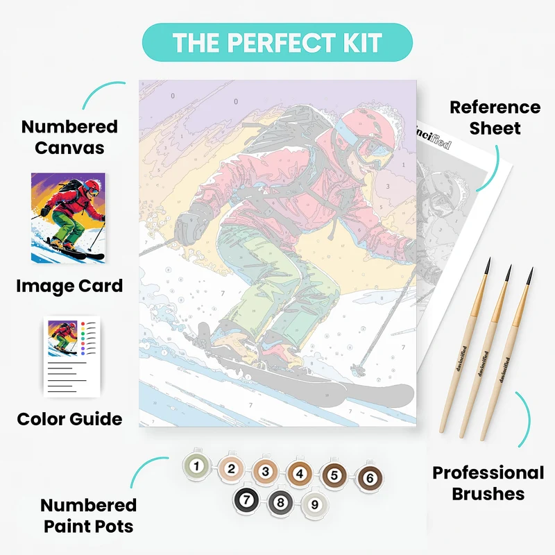 Dynamic Skier in Action - Paint by Numbers Kit