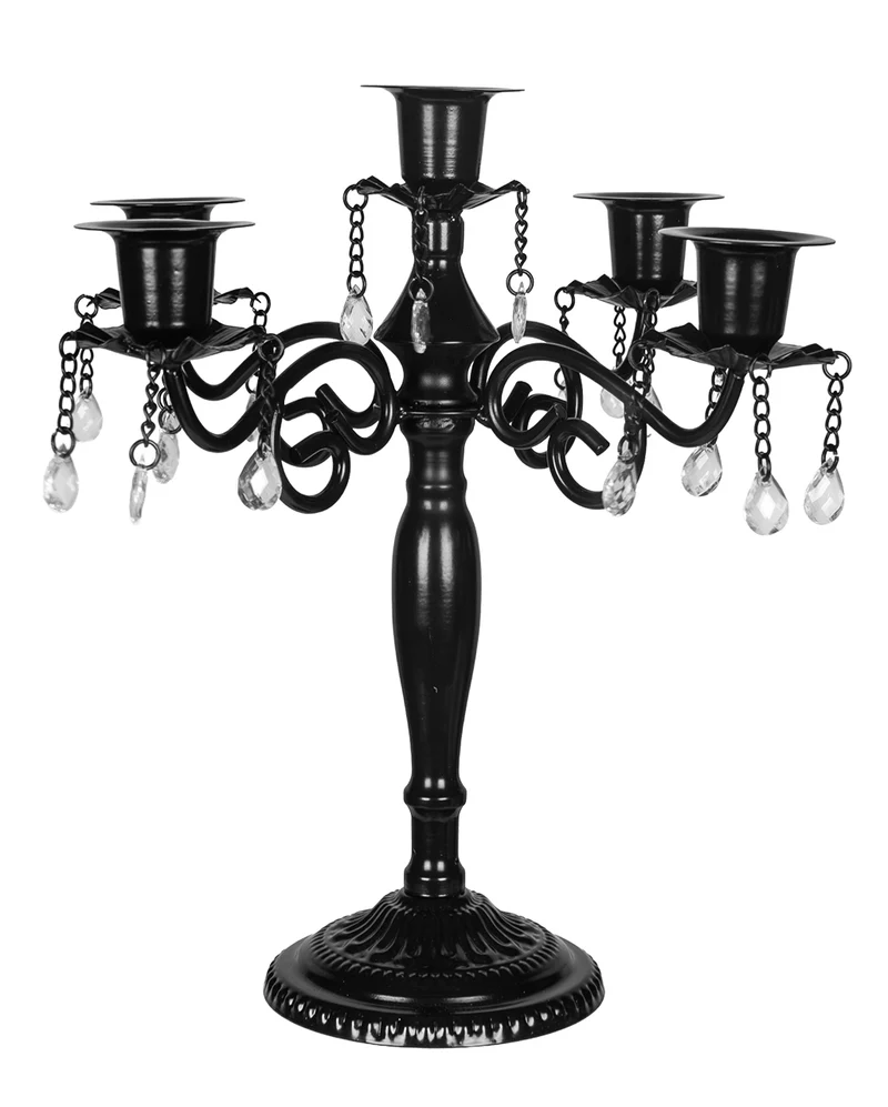 Schwarzer fünfarmiger Gothic Kerzenständer 29cm