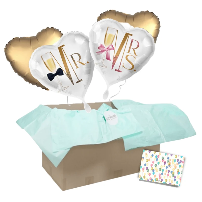 Heliumballon-Geschenk Hochzeit Champagner Herz