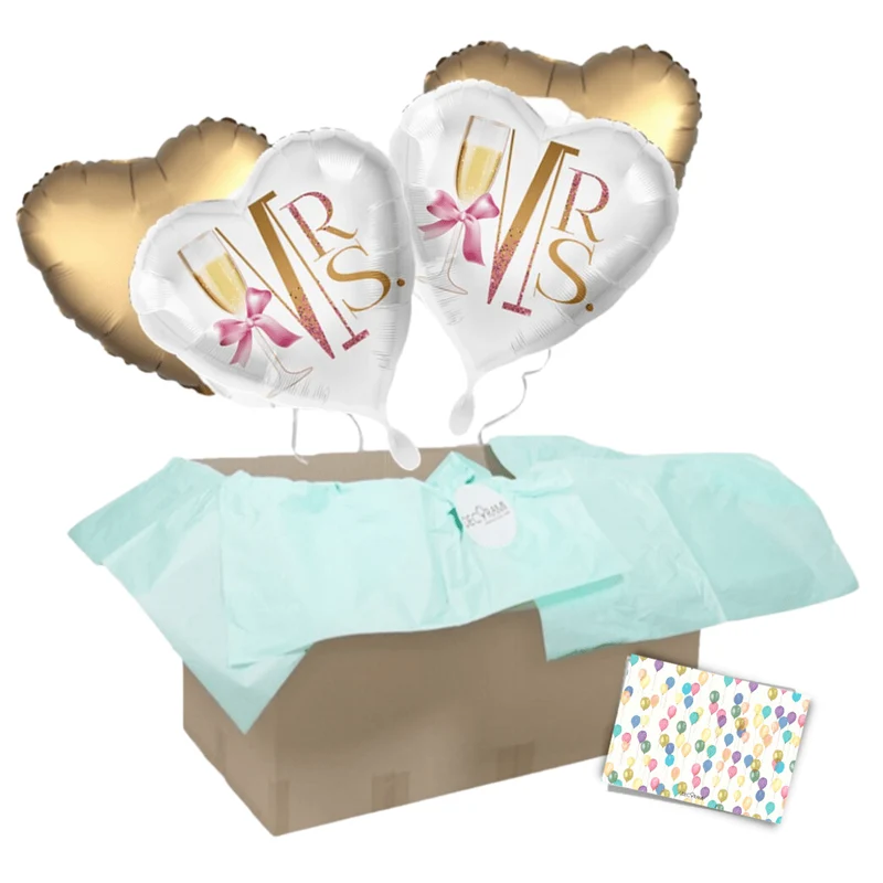 Heliumballon-Geschenk Hochzeit Champagner Herz