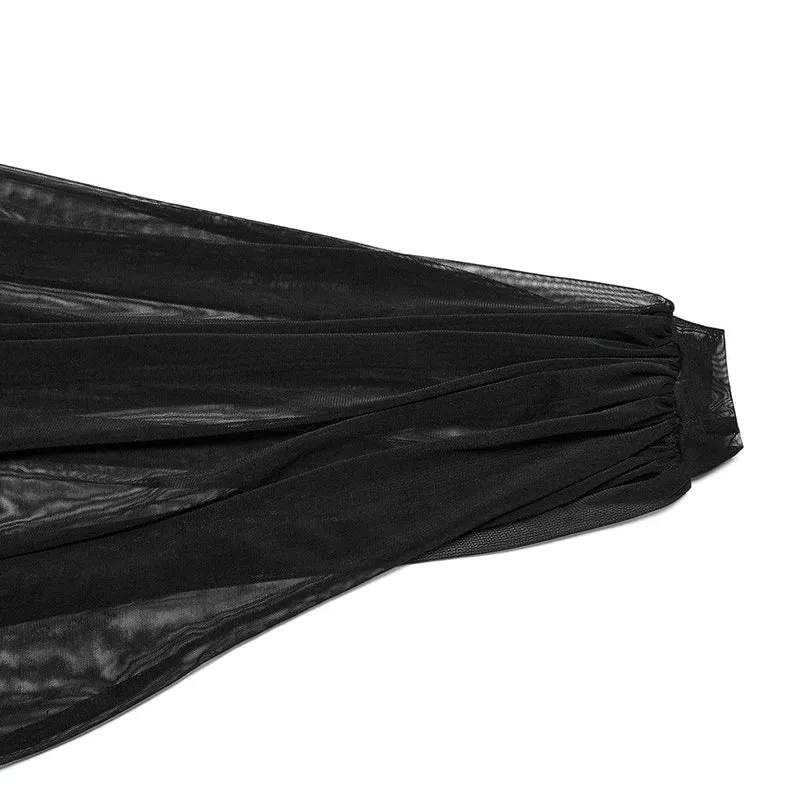 Gothic-Kleid mit tiefen Fledermausärmeln und Fischschwanz für Damen