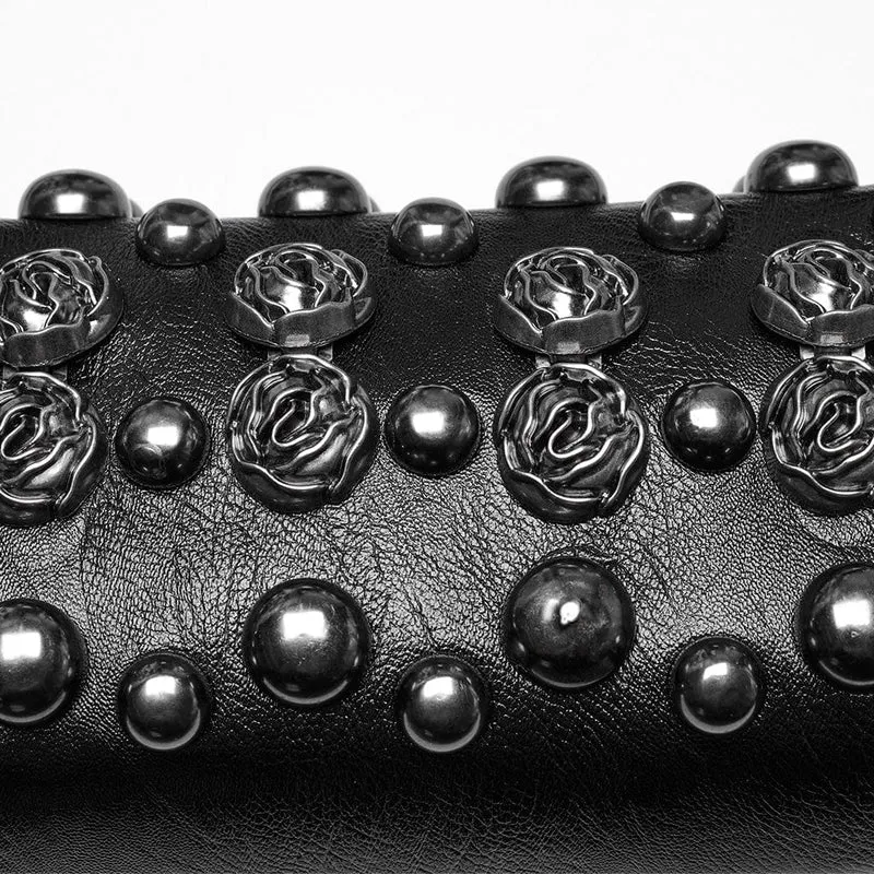 Gothic-Tasche aus Kunstleder mit Perlen und Rosen für Damen
