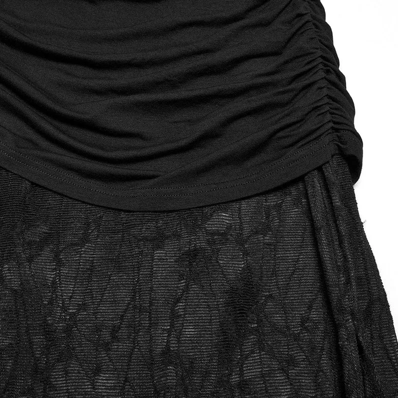 Punkrock für Damen mit unregelmäßigem, gerüschtem Netzstoff und Fischschwanzmuster