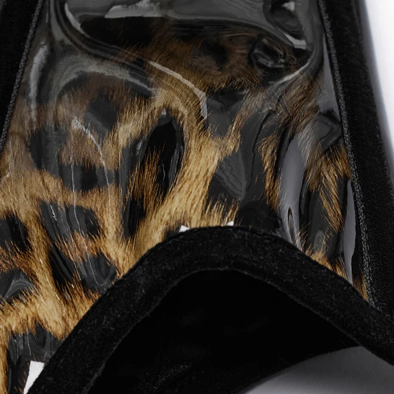 Damen Gothic Leopard Lackleder Unterbrust Korsett Kaffee