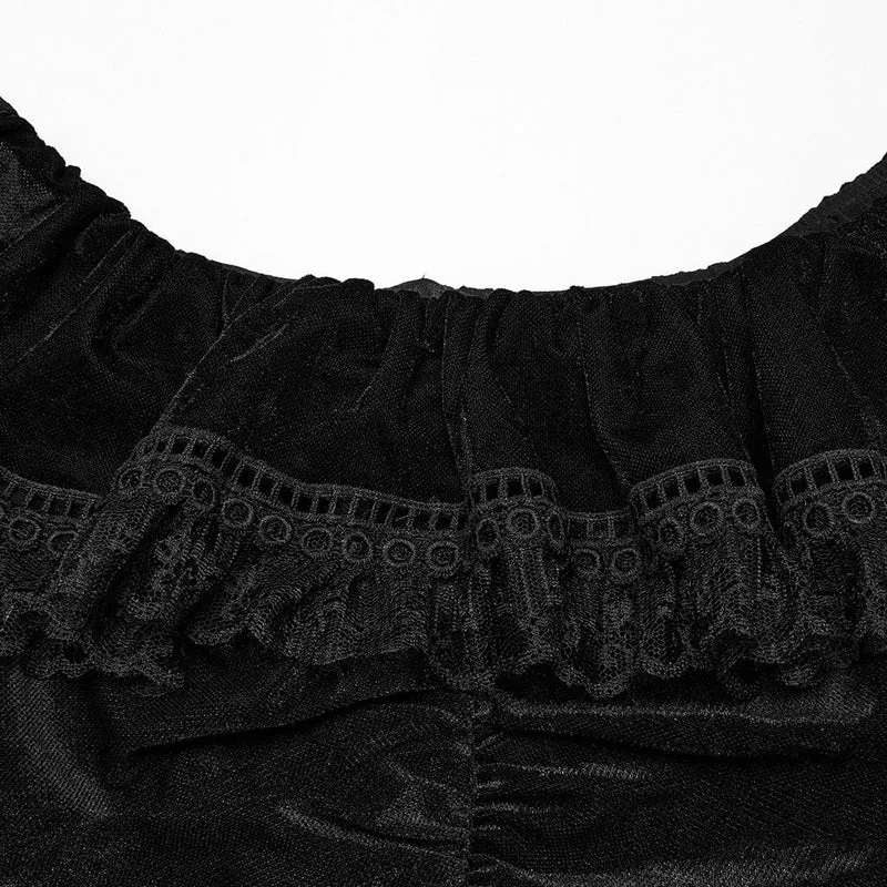 Gothic-Ballkleid aus Netzstoff mit Rüschen für Damen