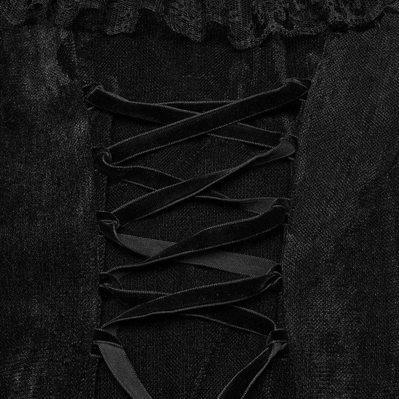Gothic-Ballkleid aus Netzstoff mit Rüschen für Damen