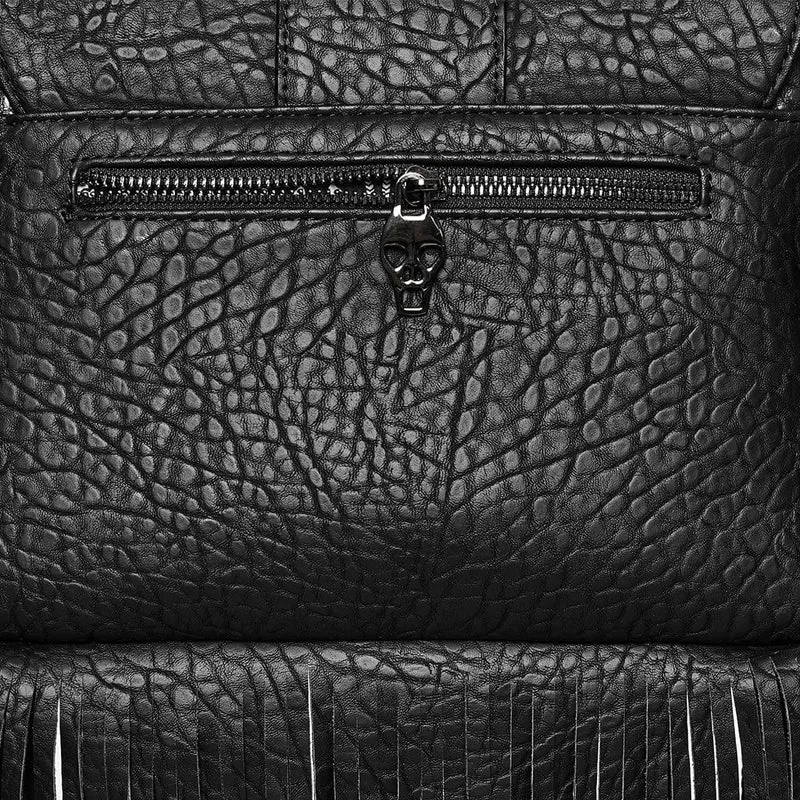 Gothic-Tasche aus Kunstleder mit Nieten und Quasten für Damen