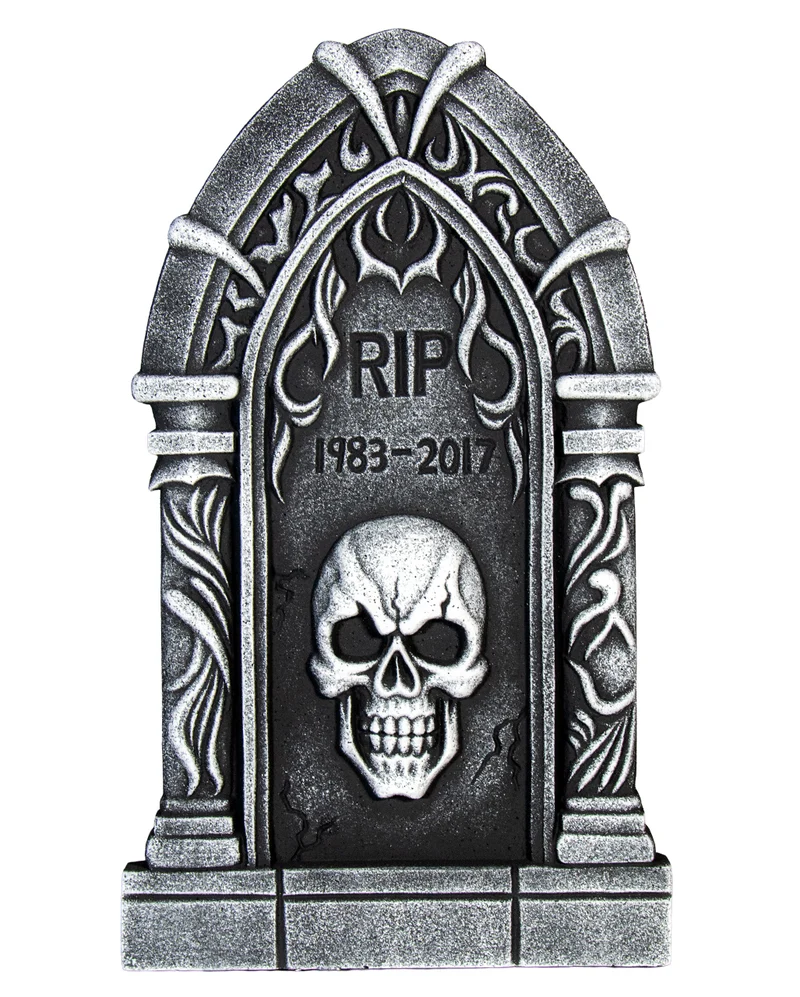 Gothic Cathedral Grabstein mit Totenschädel 66cm